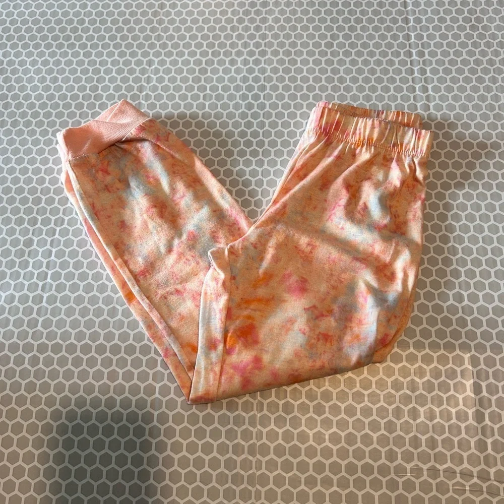 Cat & Jack Peach and Pink Tie-Dye Pajama Set with White Slogan
